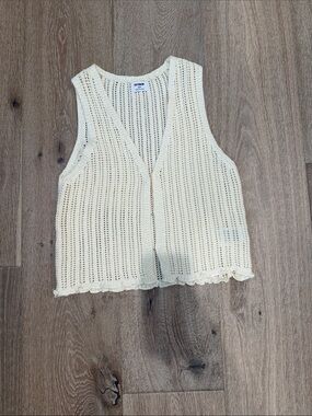 Cotton On Cream Open-Knit V-Neck Vest